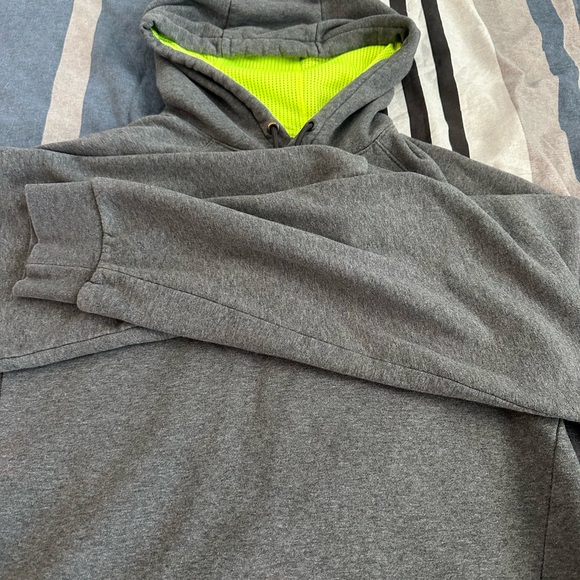 Russell Gray Hoodie with Neon Green Lining - Picture 10 of 14